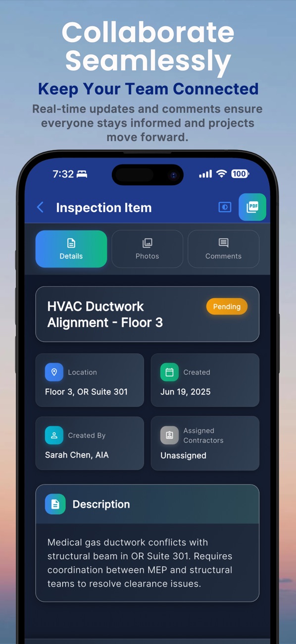 Inspectr+ inspection item on iPhone