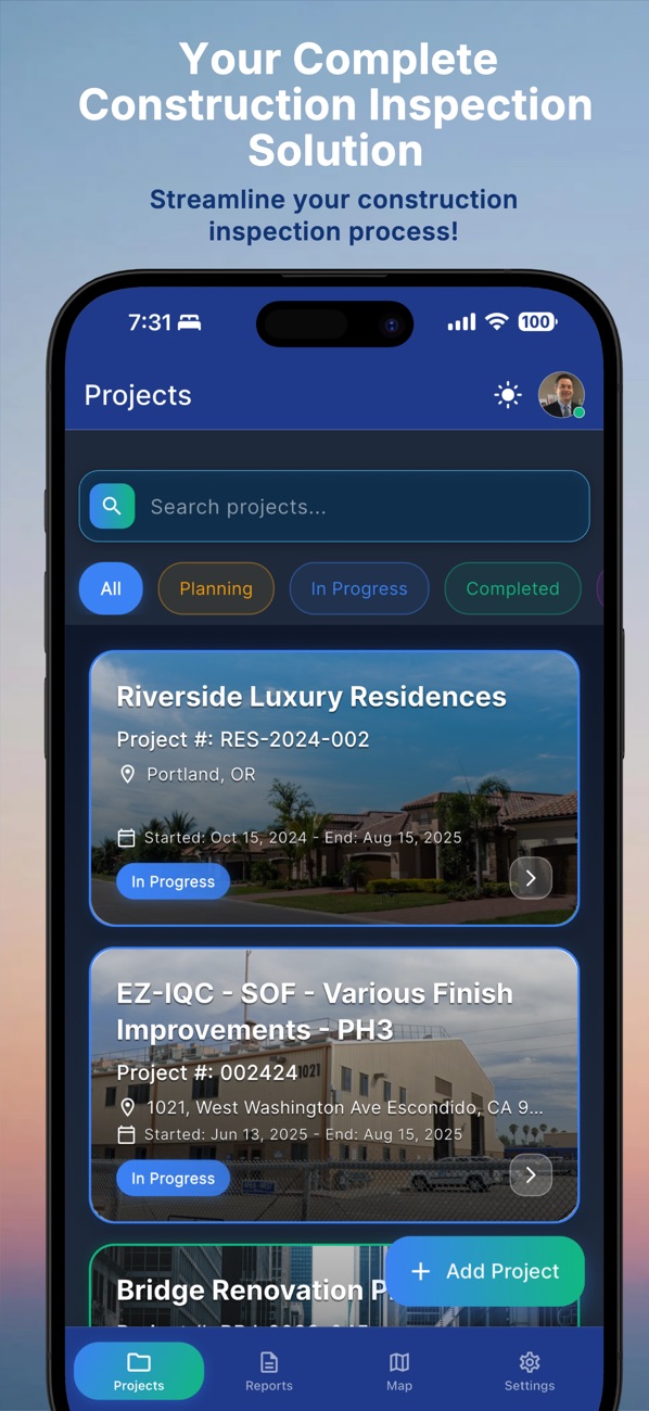 Inspectr+ project list